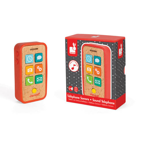 Wooden Mobile Telephone With Sounds - Travel Game Ready